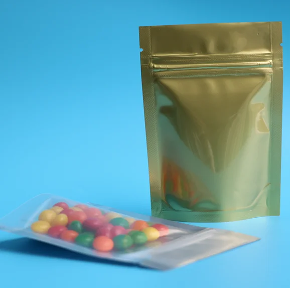Wholesale Resealable Holographic Foil Pouch Bag,Glossy Holographic Three Side Seal Pouch Laser Film Packaging Bag with Window