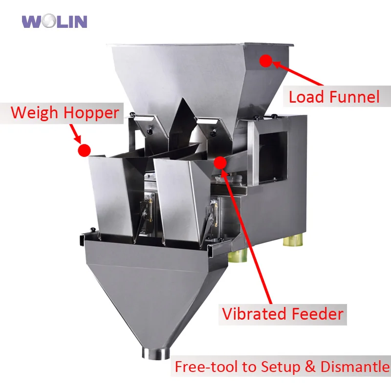 Smart Scale 2 of Weighing Hoppers Snack Foods Beans Rices Dried Fruit Automatic Filling linear weigher