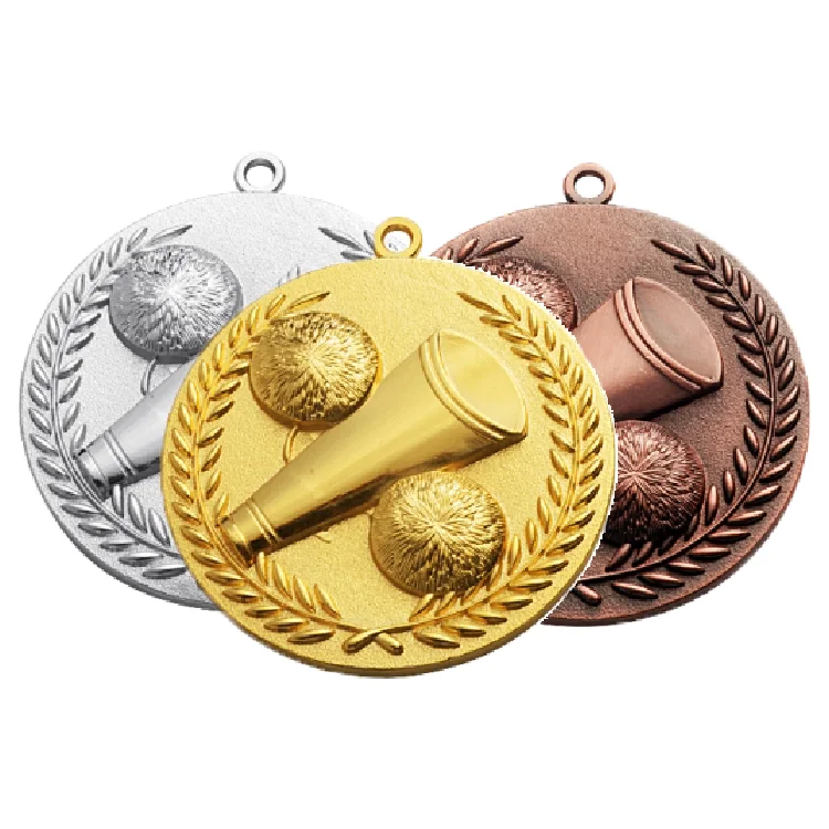 Grand Dream Awards Metal Cheerleading Medals and 3D Participant Award engravable sport gold Medallion with Neck Ribbon