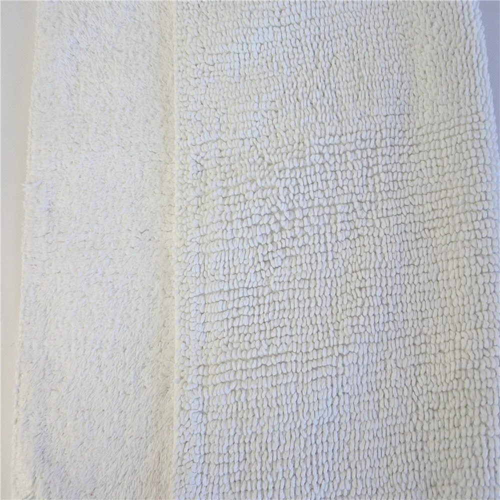 
100% cotton 68 white rectangular thickening highly absorbent anti skidding chenile bathroom mat 