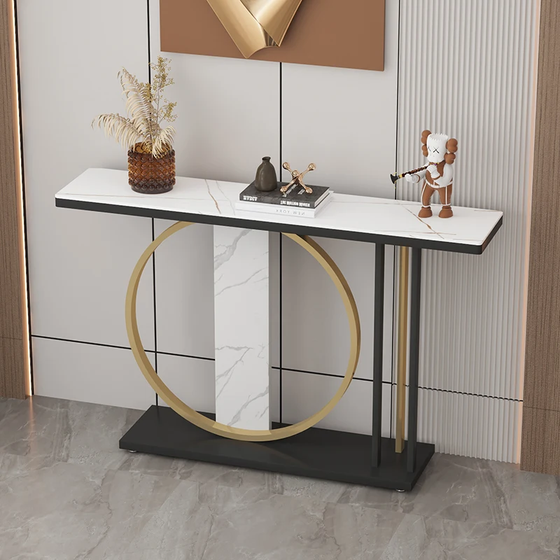 Light luxury foyer tables Italian style wall mounted banner entrance door console table supply table marble rock cabinet