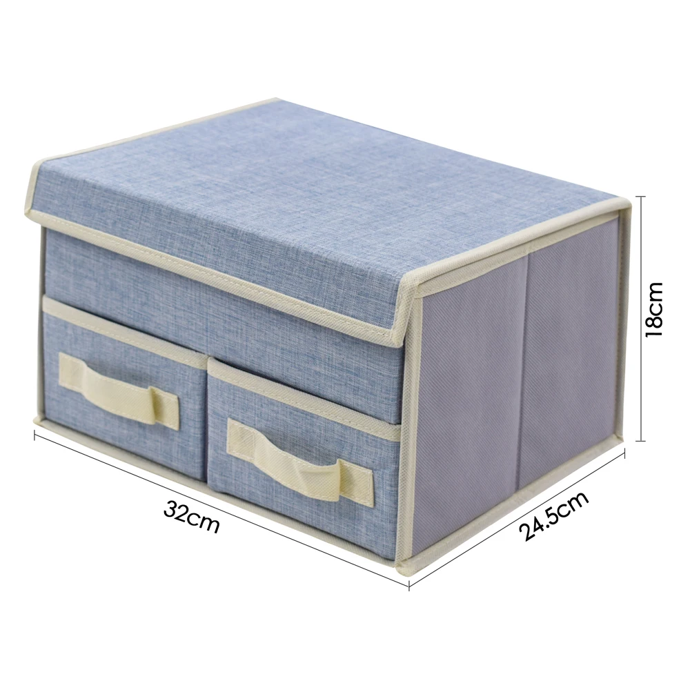 Living Room Decor Linen Fabric Organizer Bins Cabinet 3 Drawer 2 layers Underwear Closet Storage Organizer Box Unit for Closet