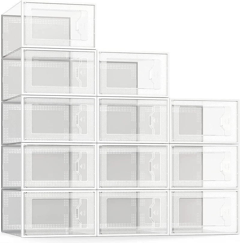 Hot Sales Clear Shoe Box Storage Transparent Space-Saving Drop Front Acrylic Shoes Storage Box