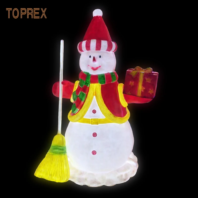 Outdoor wholesale customized colored lighted uv proof resin christmas halloween snowman frame