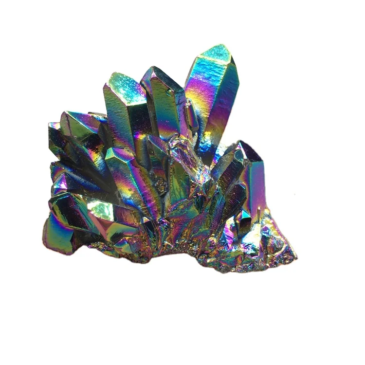 Wholesale Natural Electroplate Colorful Aura Quartz Crystal Cluster Colorful Quartz Cluster For Decoration (1600356288194)