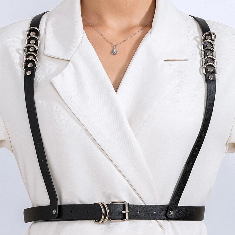 Metal Square Bucklewomens Harness Shirt Belts Simple Leather Harness Belt Female Fashion Belt With Strap