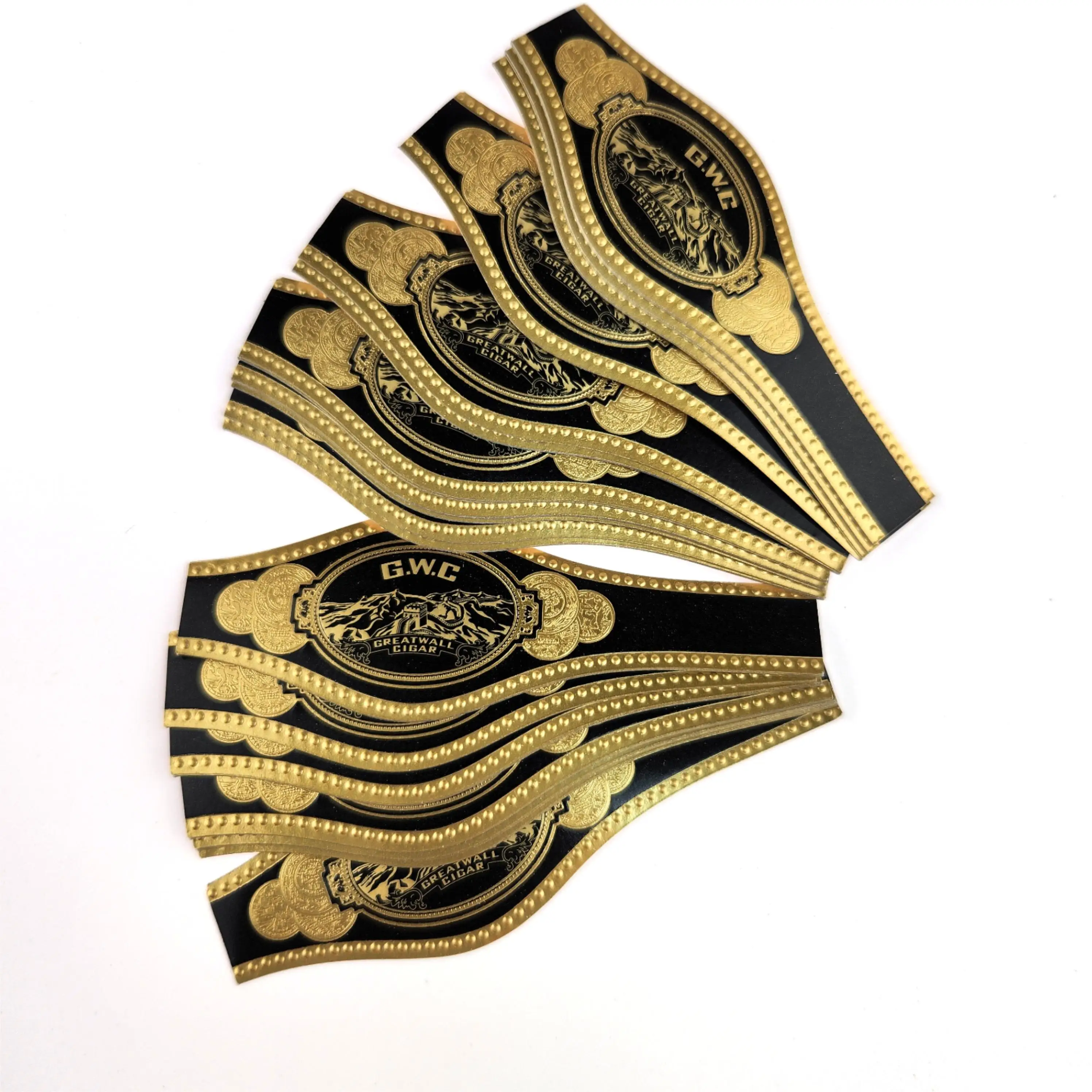 Factory Price Wholesale Custom Cigar Bands Embossed Gold Foil Art Paper Cigar Ring Label for Cigar Cigarettes