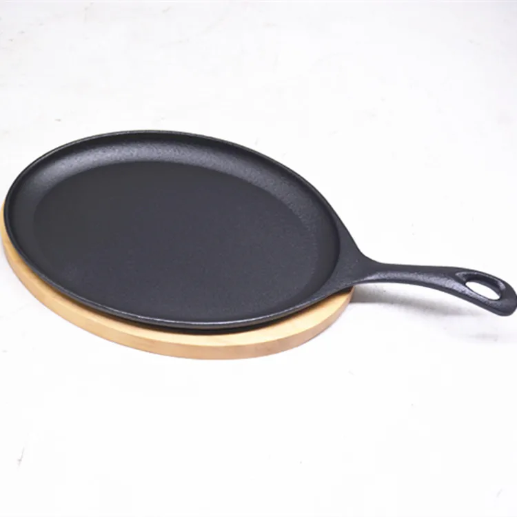 Cheap price oval shape pre-seasoned cast iron sizzling plate