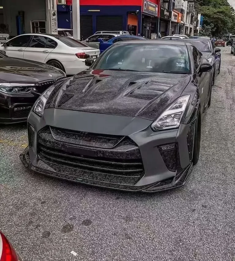 TS style  Hood And Wing Spoiler Bumper Cover Body Kit Carbon Fiber Front Bumper Rear Bumper Side Skris for Nissa GTR R35