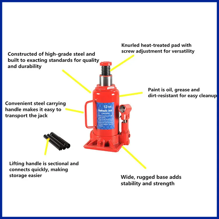 Cheap And Economic 12 Ton Two Stage Screw  Telescopic  Hydraulic Bottle Jack Tucks Use Heavy  Duty