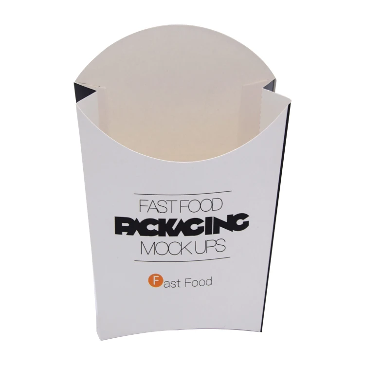 Custom White Craft Fries Print Cardboard Disposable Fold Takeaway French Fries Food Paper Packaging Box