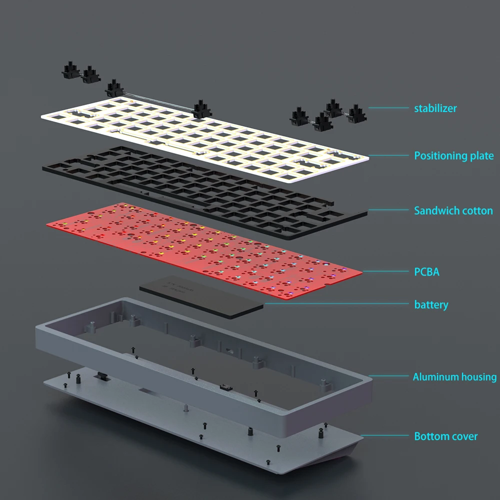 Wholesale 3 mode aluminum alloy RGB hot swap PCB mechanical keyboard DIY kit