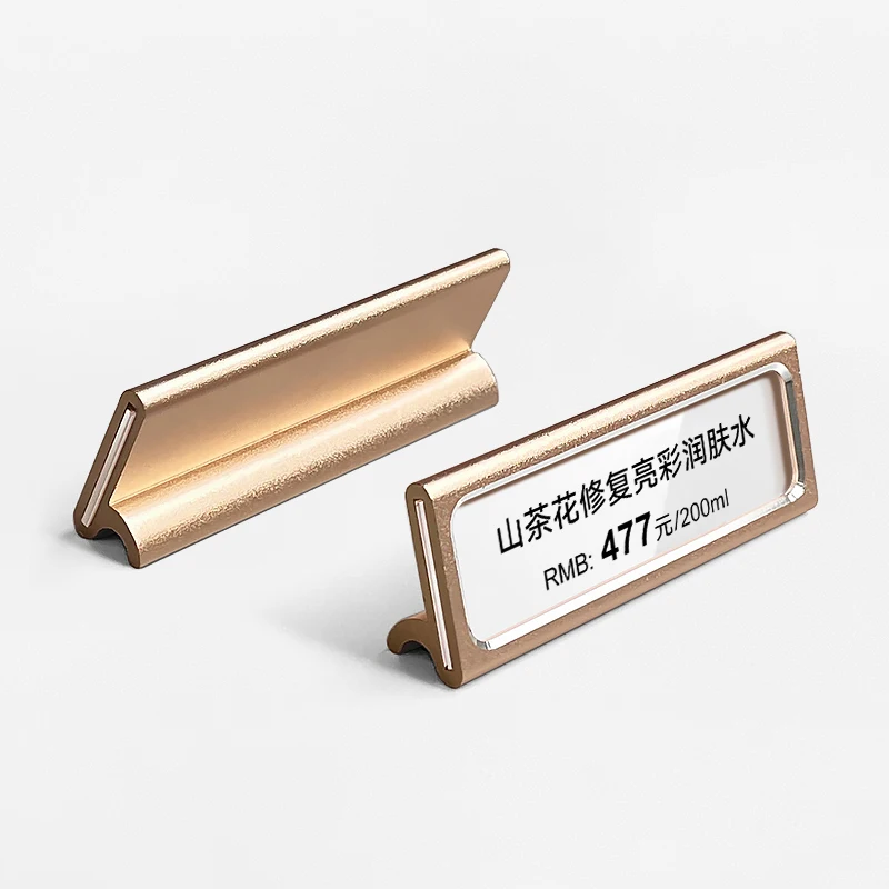 Mini Metallic Desk Display Stand Light Duty Single-Sided Paper Holder for Wine Jewelry Label Cards Sign Tags