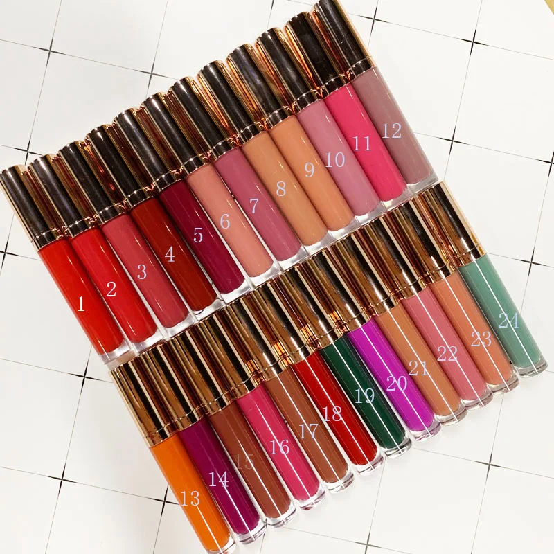 24 color diamond shape lipstick labiales sin marca matte liquid lipstick private label