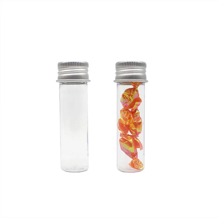 25ml small plastic flat bottom test tube 22x84mm with screw lid for candy or toys packaging