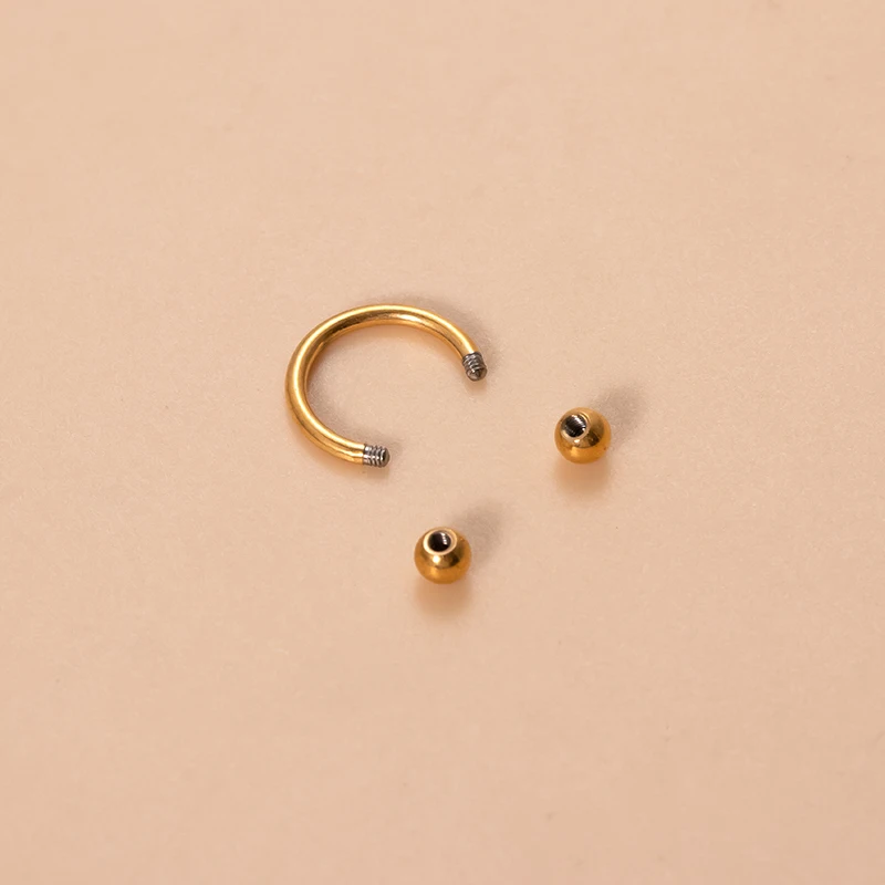 Hengsen Titanium Body Jewelry  G23 / ASTM F136 Ball Lip Labret Stud Eyebrow Ring Horseshoe Piercing Jewelry 16Gx6/8/10mm