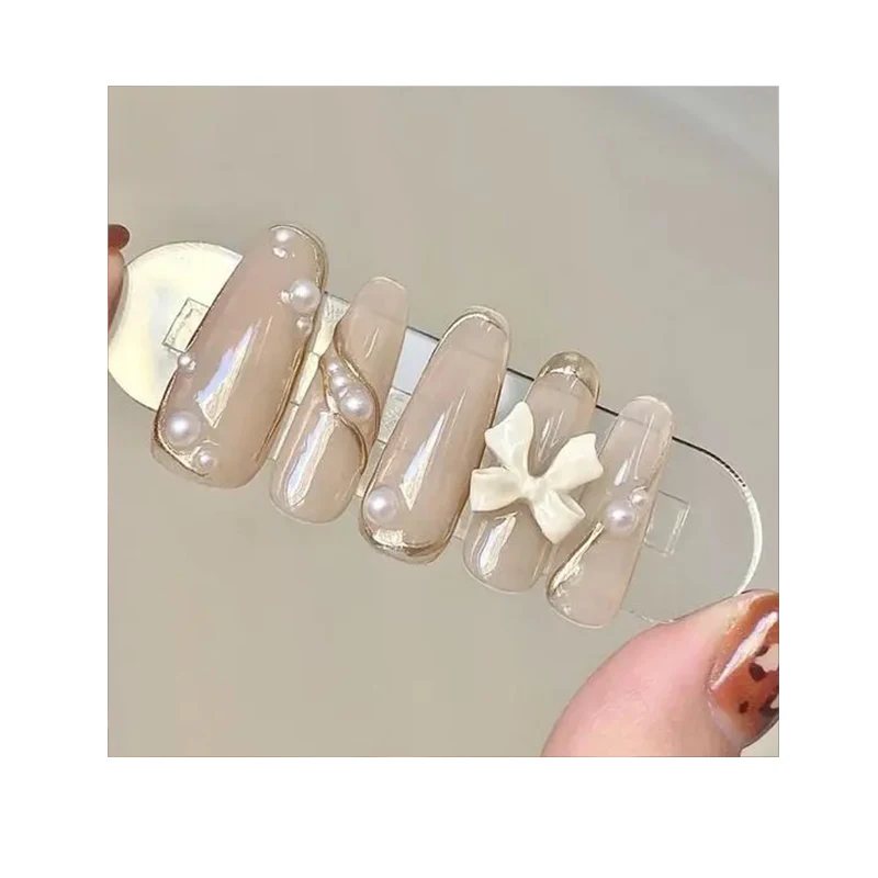 Hot Selling Custom Princess Lovely False Nails Decorate Flower And Bow Children Press On Nails