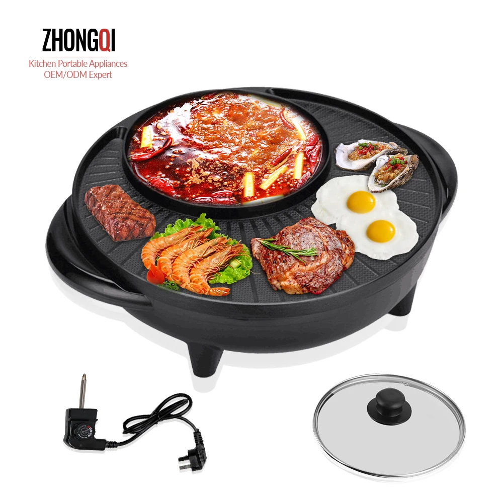 Multifunctional 2 In 1 SmokelessInstall Electric Grill Non-stick Easy Cleaning Smokeless Bbq