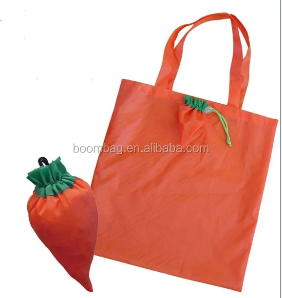 Reusable Carrot Shaped Folding Shopping Bag Foldable Shoulder Handbag Portable Storage Sack Bag