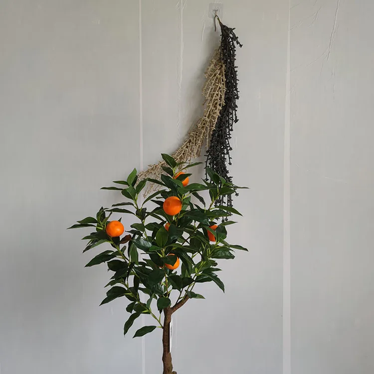 Wholesale Plastic Kumquat Mandarin Oranges Plant Fruit Bonsai Artificial Orange Tree For Living Room Decoration