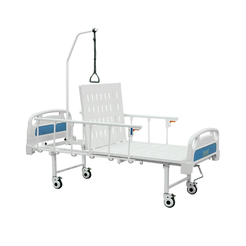Made In Foshan Simple Manual Crank Medical Equipments Hospital Bed With Wheels