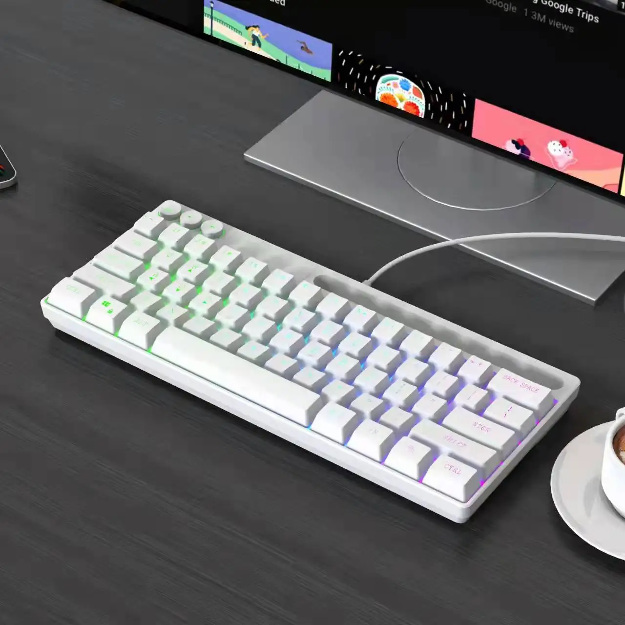 Дешевая Проводная игровая клавиатура с RGB-подсветкой компактная мини-клавиатура 61 клавиша для ПК/Mac