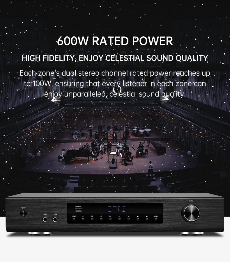 600 Вт новый товар Hi-Fi Профессиональный BT 12 каналов фоновой музыки контроллер синий зуб Мини 6 зон аудио усилитель