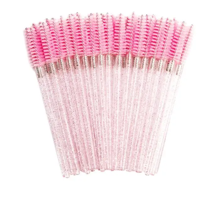 Crystal Shiny Disposable Mascara Wand Eyelash Eyebrow Brushes Spooly Applicator