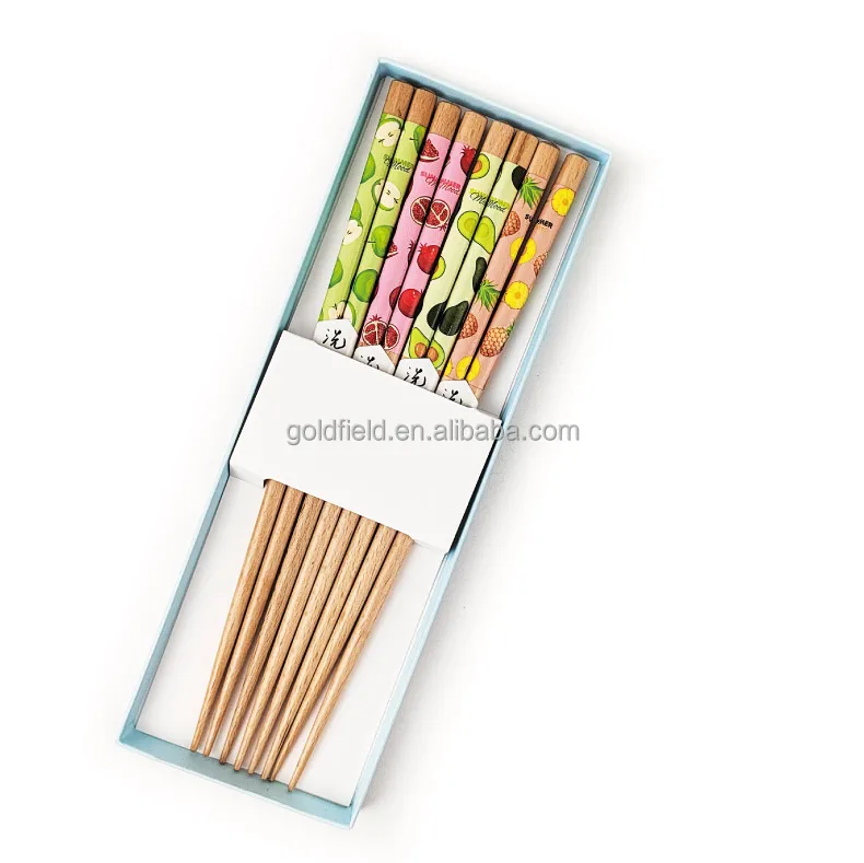 2024 new design dishwasher safe 5 colors high end beech wood Wholesale Korean  Chopsticks Set color Sushi Chopsticks