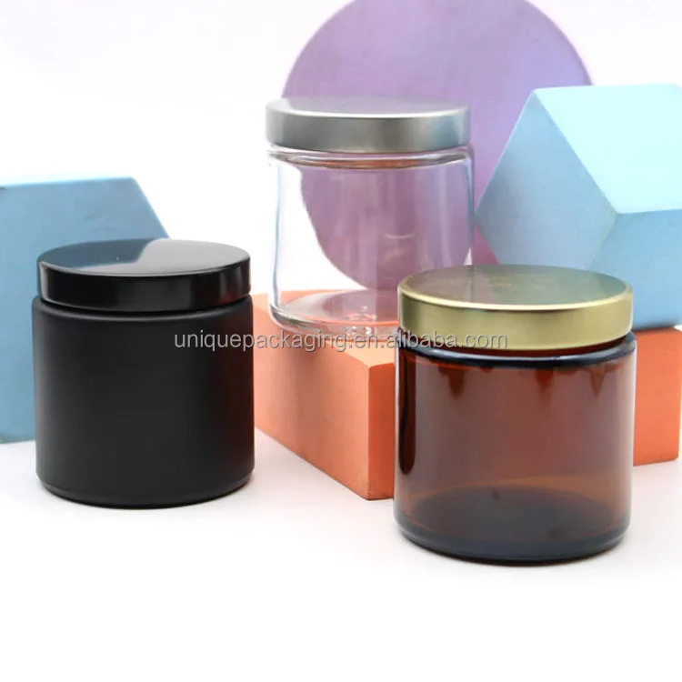 2oz 4oz black glass jars with lids black matte glass bottle smell proof jar dark color