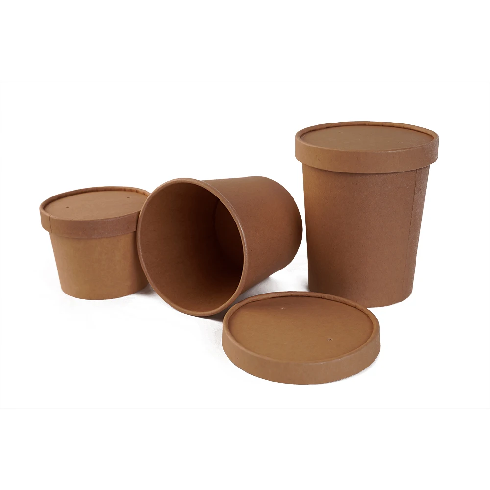 Take Out 500ml Hot Noodle Paper Container Bowls Lids For Biodegradable Colorful Big Soup Cups