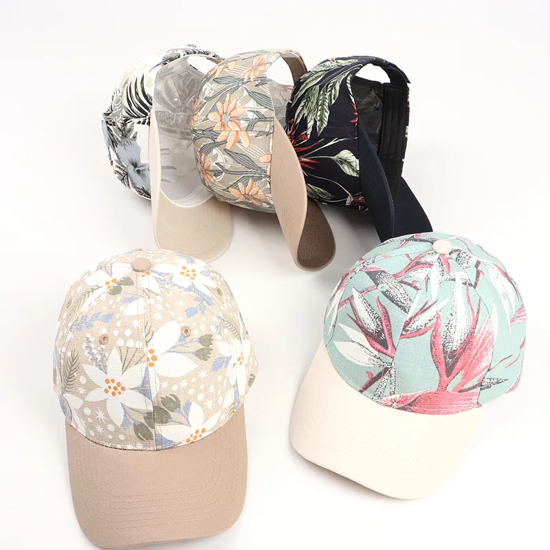 Cap with Name Customized Stylish Printed Snapback Cap Sunscreen Customized Flowers Leaves Printed Baseball Cap For Women Men