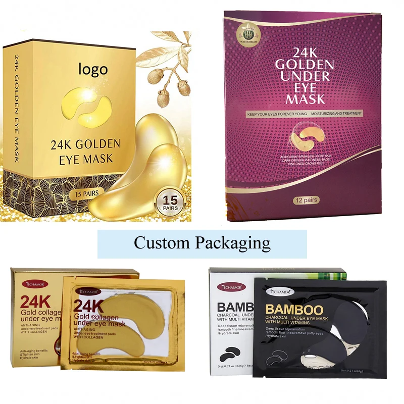 24k золото лист eyemask гидрогель под глаза гелевые подушечки Корея collag желе masker Кристалл Коллаген Золотой порошок маска для глаз