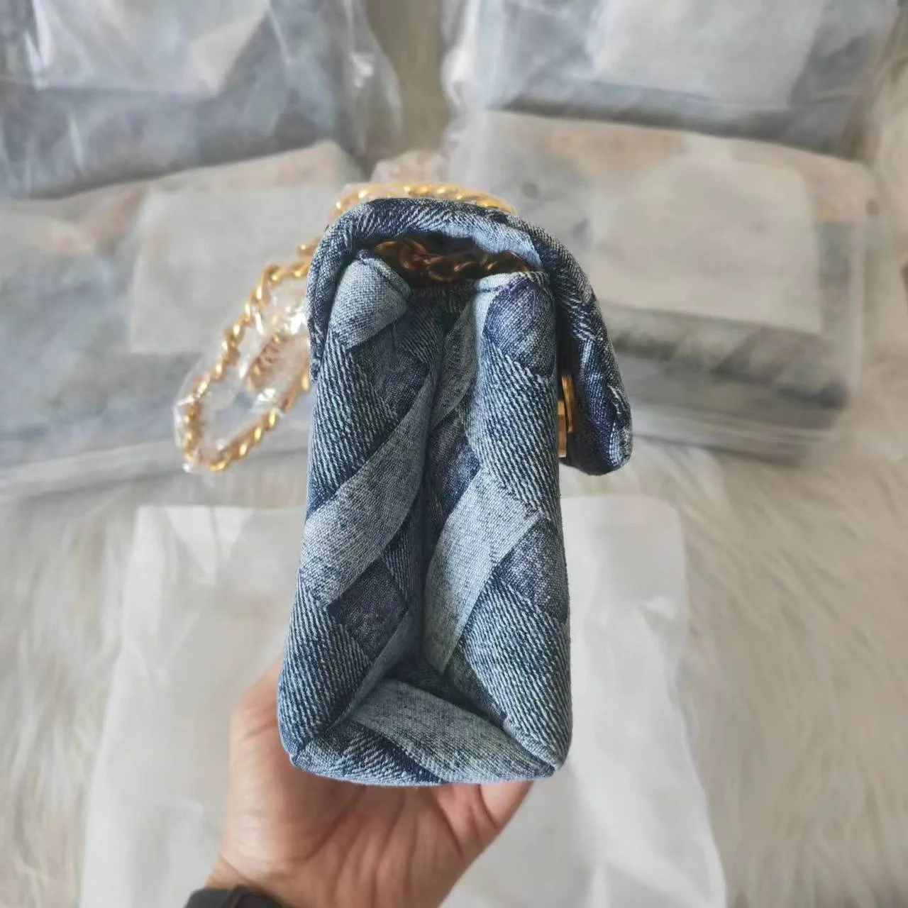 BM9300 Designer Luxury Denim woven Eagle head chain Bags Women square lady Bags Striped Crossbody small handbags