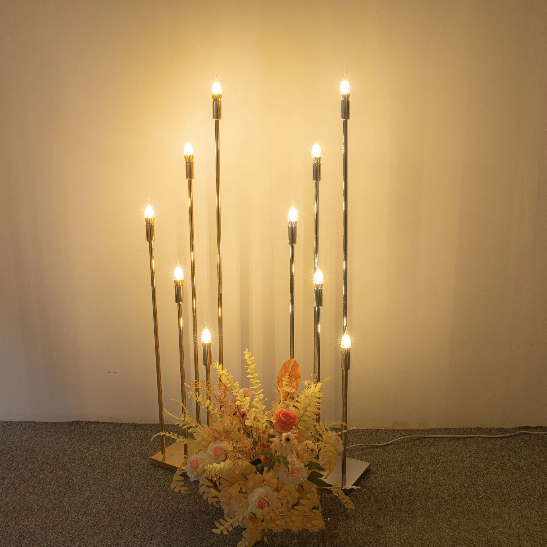 5 Arms 10 Arms Golden Led Lights Wedding Props Party Decoration Electronic Candlestick Holder Metal Candleholders Centerpieces