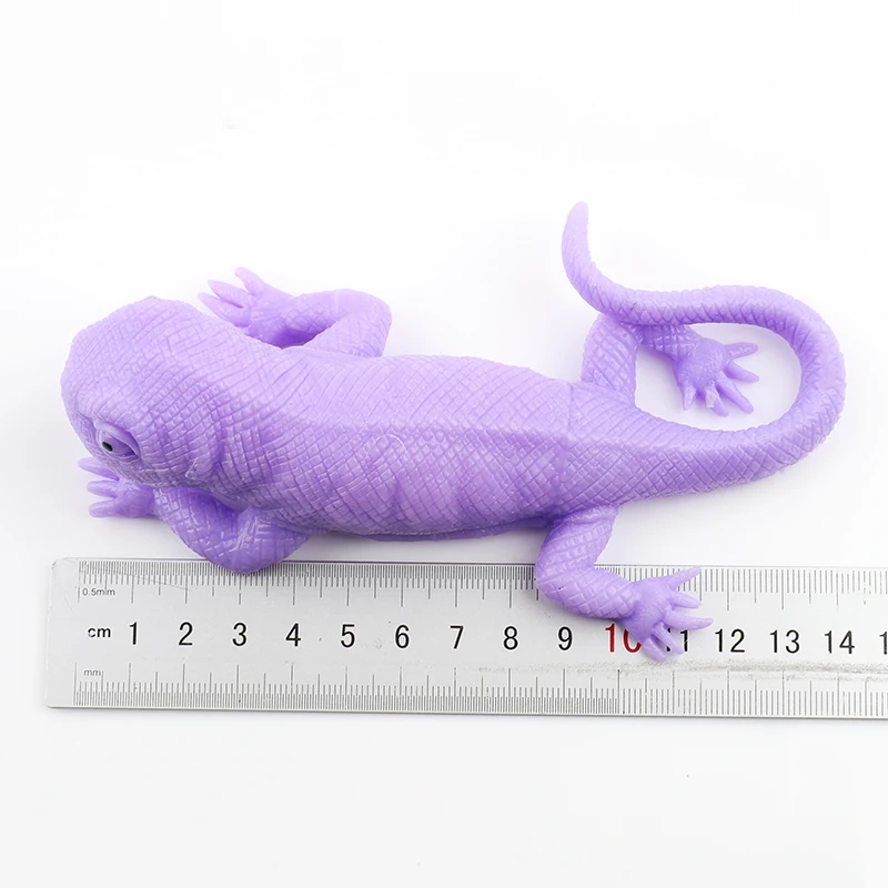 Mini Rubber TPR Super Stretchy With Learning Study Card Gift Bag Realistic Lizard Figure Bathtub Squishy Toy
