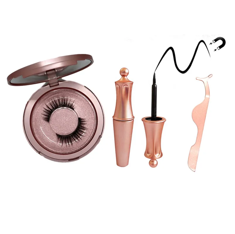 
3d magnetic eyelash set with mirror 2 pairs eyelash and eyeliner kit new magic eyelash extension 