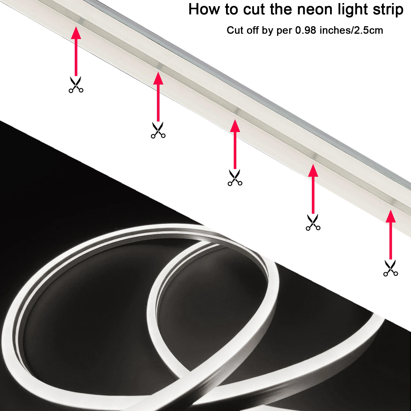 EUMIN New Flexible Led Neon Strip Light Blue 12V 5 Meter Lighting Strip Light