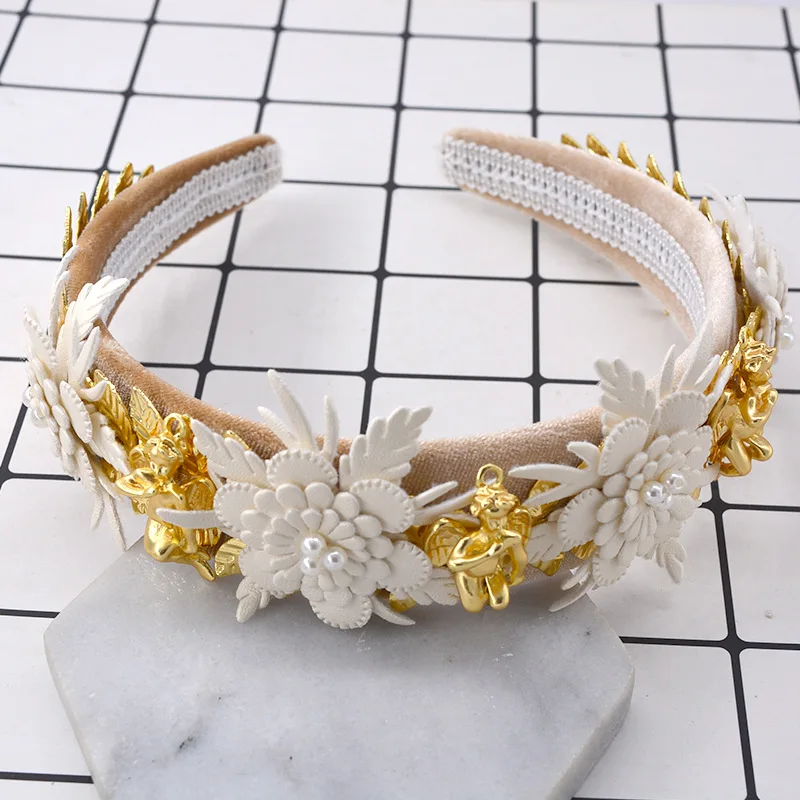 Wholesale Fashion luxury Jewelry Hair Accessories gold plate flower hair band women and girl headband