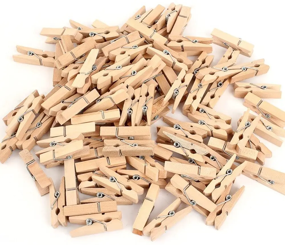 50pcs 3.5cm Nature  Wooden peg  Decorative Mini Wooden Clothes Hanging Peg Clips Mini Craft Peg