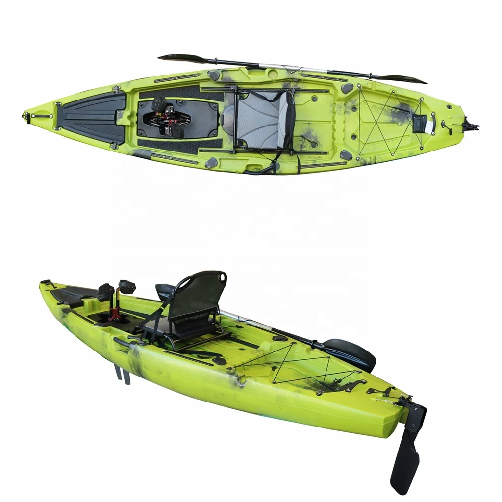 12ft Single Person Pedal Fishing Kayak with Electric Trolling Motor LLDPE Material Rowing Boat Customized VK-25 for Water Sports