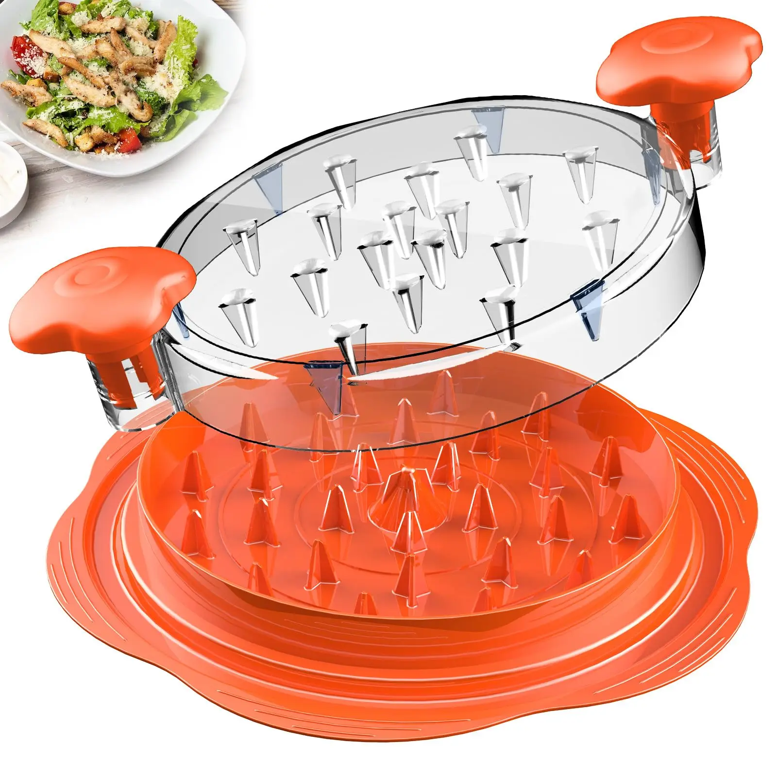 orange ABS pro large round clear lid and insert chicken Breast shredder tool twist with Cleaning Brush for home use
