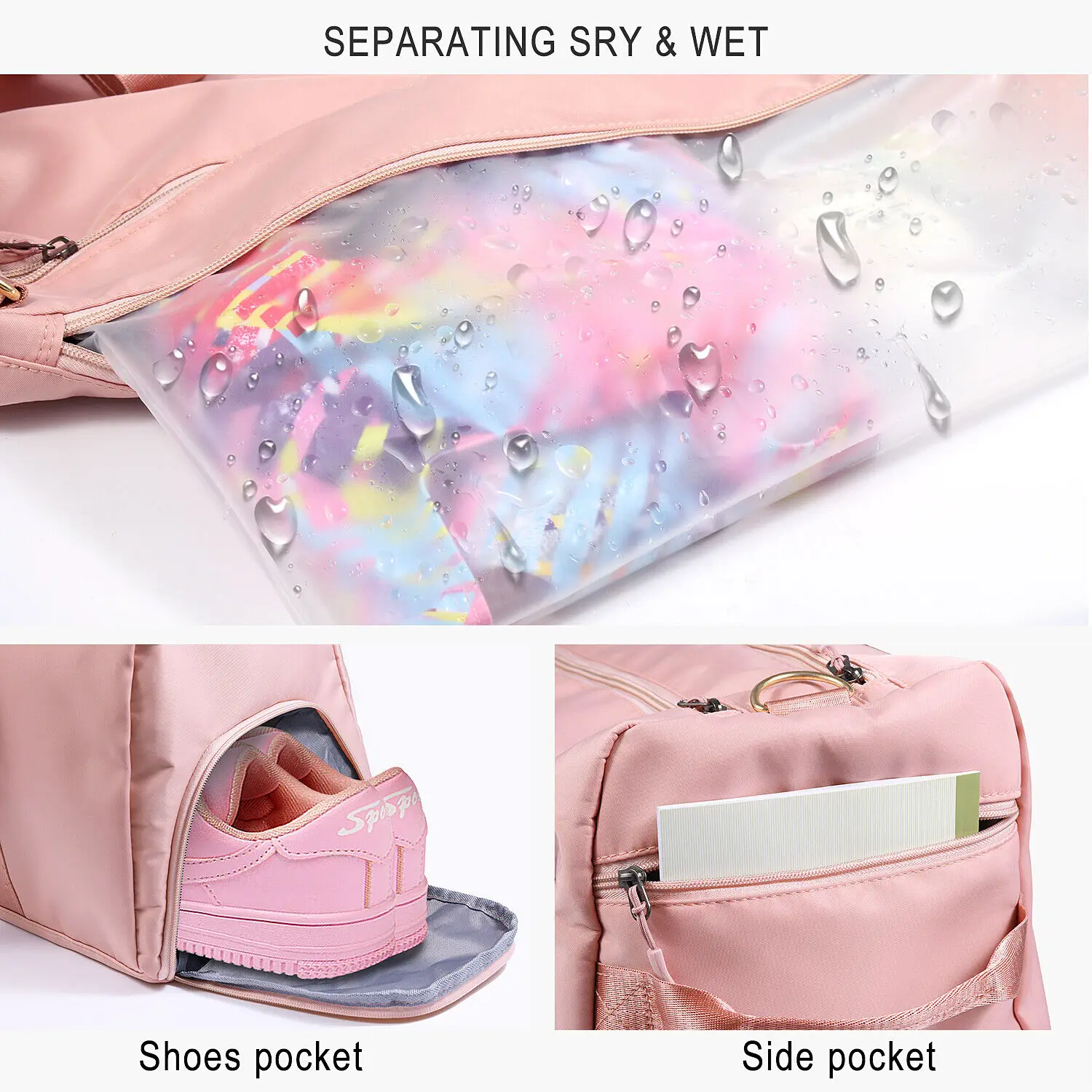 Оптовая продажа, нейлоновая спортивная сумка для выходных с индивидуальным логотипом, Вместительная дорожная сумка, унисекс стиль, водонепроницаемая Спортивная женская сумка