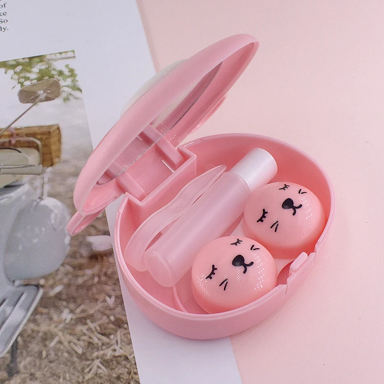 animal case lenses display box Factory Wholesale Contact Lens Case Box For Contact Lens Storage With Mirror ready stock