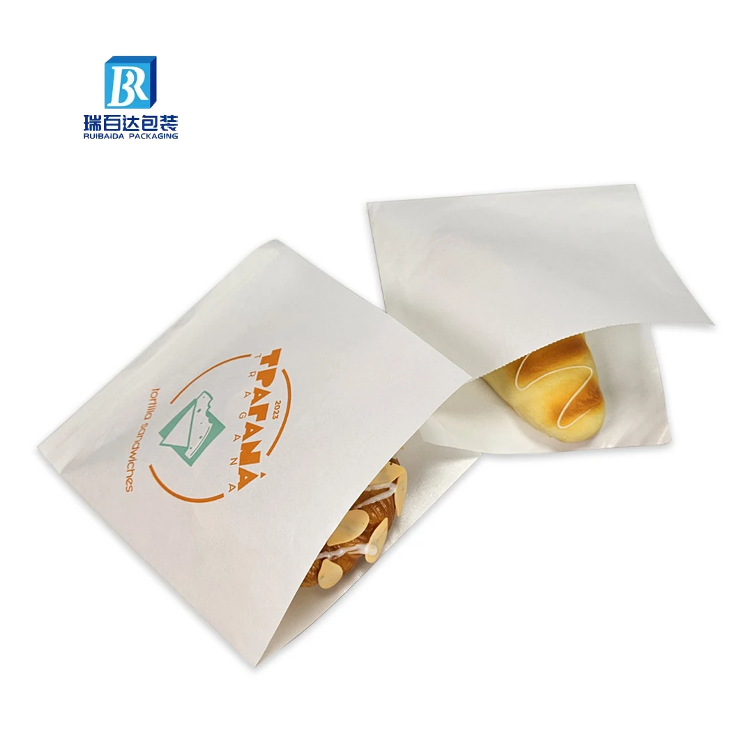 Custom Food Grade Grease Proof Double Open Burger Wrap Pocket Paper Sandwich Bags