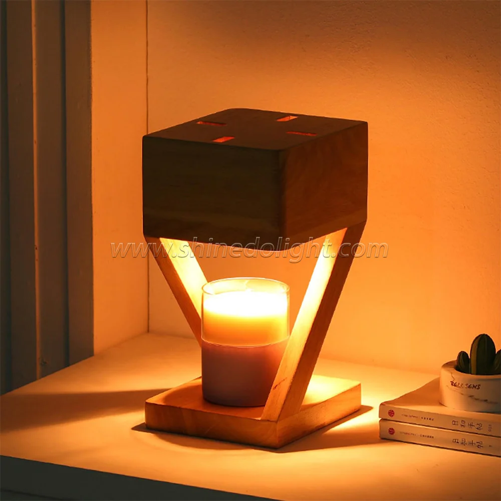 Dimmable Solid Wood Candle Warmer Lamp Wax Melt Lamps for Scented Candles for Desk Table Bedroom Night Lights