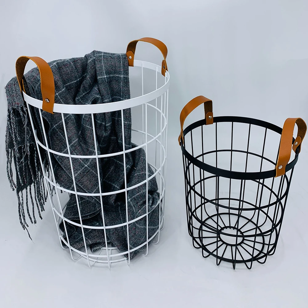 hotel bathroom belt with handles dirty clothing storage basket metal laundry basket