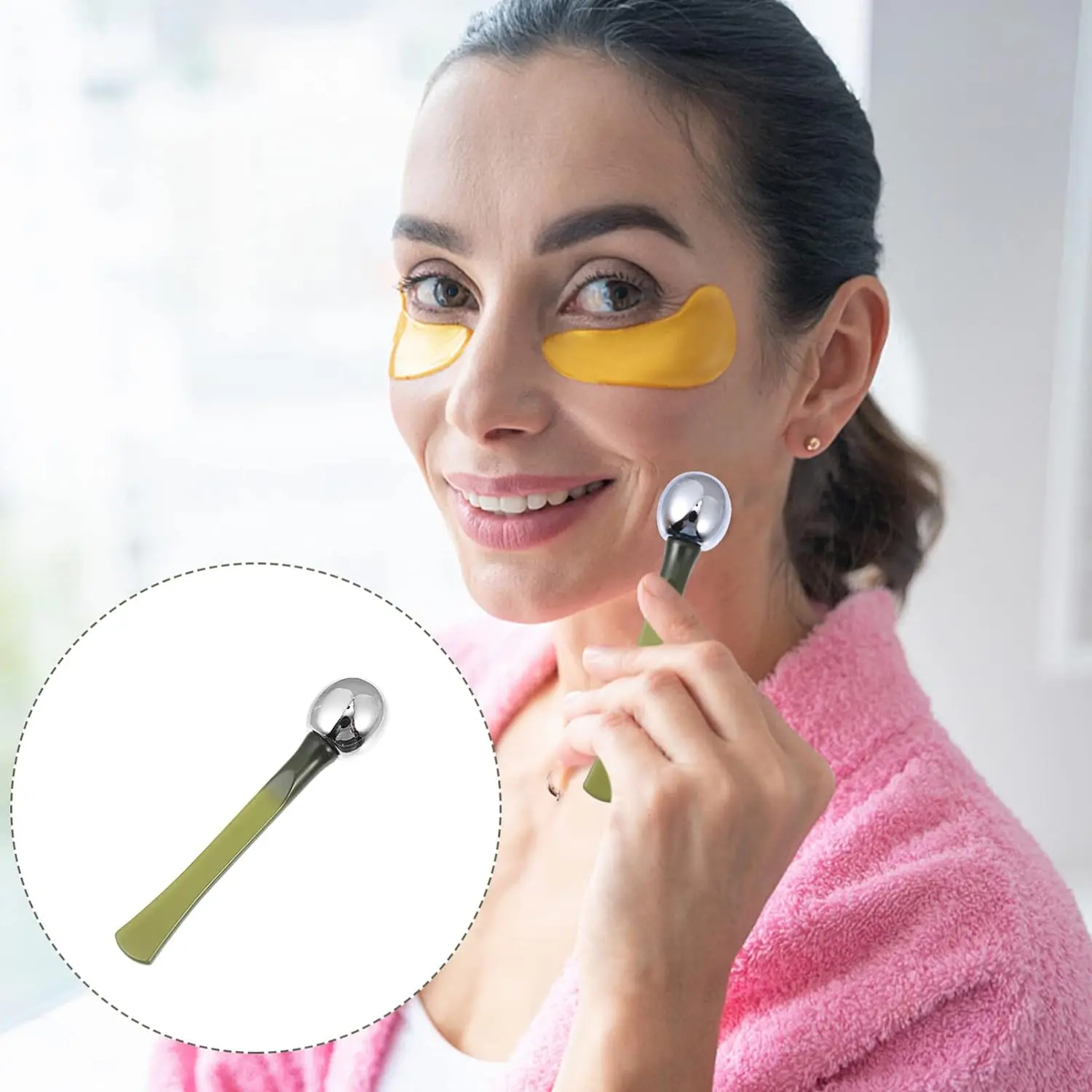 Zinc Alloy Metal Eye Massage Wand Stick Roller Eye Cream Spoon Massage Sticks Eye Cream Applicator