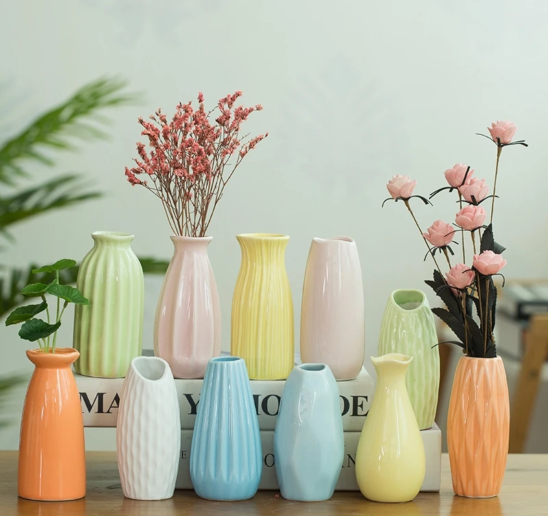 Small fresh ceramic flower vase creative mini hydroponic flower machine ins wind home living room decoration special