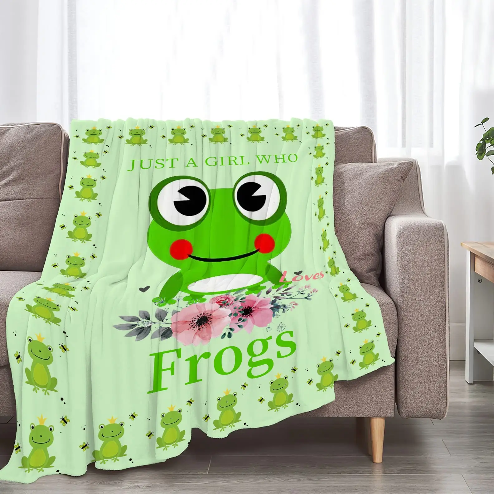 Frog Blanket for Girls Super Soft Cozy Frog Animal Stuff Decor Fleece Throw Plush Fleece Just a Girl Who Love Frogs Flannel Gift